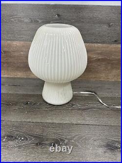 Vintage West Elm Art Deco Ribbed Glass Mushroom Table Lamp 14 Tall