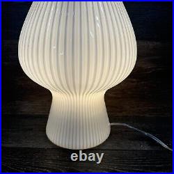 Vintage West Elm Art Deco Ribbed Glass Mushroom Table Lamp 14 Tall