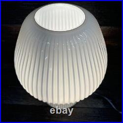 Vintage West Elm Art Deco Ribbed Glass Mushroom Table Lamp 14 Tall