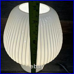 Vintage West Elm Art Deco Ribbed Glass Mushroom Table Lamp 14 Tall