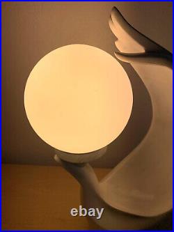 Vintage White Art Deco Abstract Modern Woman's Hand Globe Table Lamp