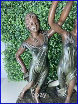 Vintage Widdop Bingham Co. Art Nouveau Deco Style Ladies Lamp Bronze Effect READ