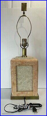 Vintage Wildwood Art Deco Alabaster Cube Brass Table Lamp MCM Hollywood Regency