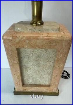Vintage Wildwood Art Deco Alabaster Cube Brass Table Lamp MCM Hollywood Regency