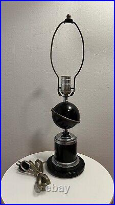 Vintage WorldsFair Art Deco Saturn Table Lamp Working Condition with Cord and Harp