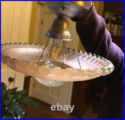 Vintage antique Glass Ceiling Light Lamp Fixture Chandelier art deco
