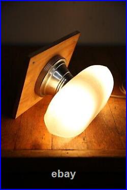 Vintage antique art deco light sconce industrial lamp milk glass shade bankers
