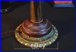 Vintage antique floor / desk lamp 1940s art deco brass mahogany opaline glass