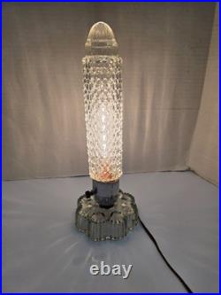 Vintage art deco torpedo skyscraper cut glass lamp