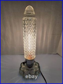 Vintage art deco torpedo skyscraper cut glass lamp
