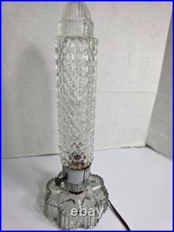 Vintage art deco torpedo skyscraper cut glass lamp