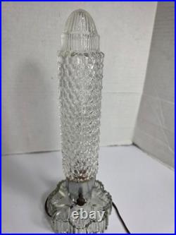 Vintage art deco torpedo skyscraper cut glass lamp