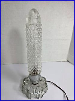 Vintage art deco torpedo skyscraper cut glass lamp Vintage art deco torpedo skyscraper cut glass lamp