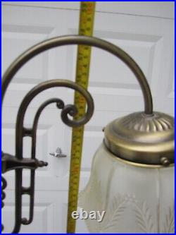 Vintage brushed brass iron art deco bridge arm Floor lamp art nouveau