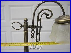 Vintage brushed brass iron art deco bridge arm Floor lamp art nouveau