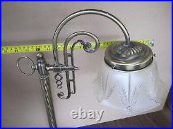 Vintage brushed brass iron art deco bridge arm table lamp art nouveau Pair of 2