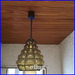 Vintage ceiling lamp Murano brown color RARE Art Deco mid century 70s décor
