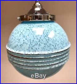 Vintage original French Art Deco glass globe lamp light chrome gallery + holder