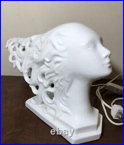 Vntg Mid Century Signed Ceramic Art Deco Head Lamp Raymor Rosenthal Netter Italy