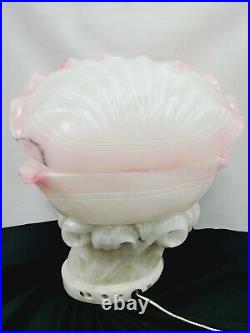 Vtg 1920 Art Deco Marble Alabaster Sculpture Lamp Beautiful Nude Woman In Shell