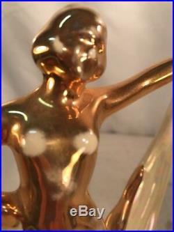 Vtg 1920's Art Deco Metal Base Pottery Nude Lady Dancer Lamp Repair Figurine