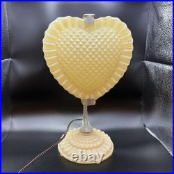 Vtg 1940s Art Deco Glass Heart Shaped Accent Lamp A. F. Klingsberg