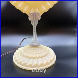 Vtg 1940s Art Deco Glass Heart Shaped Accent Lamp A. F. Klingsberg