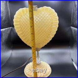 Vtg 1940s Art Deco Glass Heart Shaped Accent Lamp A. F. Klingsberg