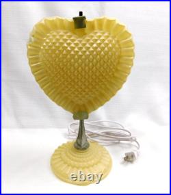 Vtg 1940s Art Deco Glass Heart Shaped Accent Lamp A. F. Klingsberg Chip On Edge