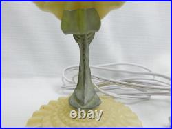 Vtg 1940s Art Deco Glass Heart Shaped Accent Lamp A. F. Klingsberg Chip On Edge