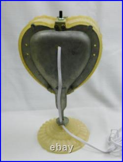 Vtg 1940s Art Deco Glass Heart Shaped Accent Lamp A. F. Klingsberg Chip On Edge
