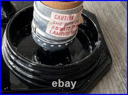 Vtg 1980s Art Deco Gloss Black Nude Woman Figure Glass Lamp