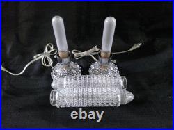 Vtg 30's Art Deco PAIR Clear Glass Skyscraper Torpedo Night Stand Boudoir Lamps