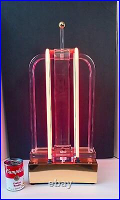 Vtg 80s Postmodern Large Retro Pop Art Deco Lucite Sculpture Neon Lamp Geometric