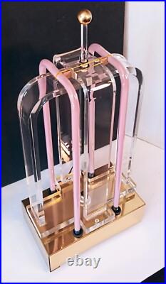 Vtg 80s Postmodern Large Retro Pop Art Deco Lucite Sculpture Neon Lamp Geometric