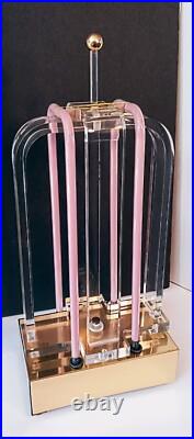 Vtg 80s Postmodern Large Retro Pop Art Deco Lucite Sculpture Neon Lamp Geometric