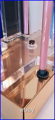 Vtg 80s Postmodern Large Retro Pop Art Deco Lucite Sculpture Neon Lamp Geometric