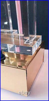 Vtg 80s Postmodern Large Retro Pop Art Deco Lucite Sculpture Neon Lamp Geometric