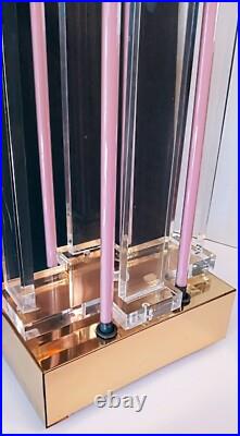 Vtg 80s Postmodern Large Retro Pop Art Deco Lucite Sculpture Neon Lamp Geometric