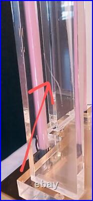 Vtg 80s Postmodern Large Retro Pop Art Deco Lucite Sculpture Neon Lamp Geometric