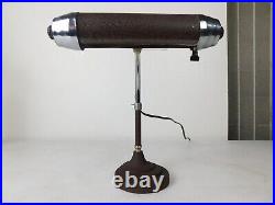 Vtg Antique Art Deco Swivel Chrome Metal Black Bankers Table Desk Lamp Light HOT
