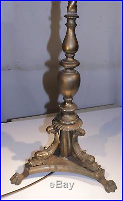 Vtg Antique Hubley 391a Floor Lamp Dolphin Base Brass Twist Pole Mogul Art Deco