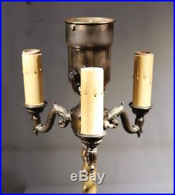 Vtg Antique Hubley 391a Floor Lamp Dolphin Base Brass Twist Pole Mogul Art Deco