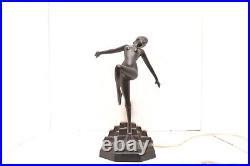 Vtg Art Deco ATQ Dancer Nude Women Nymph Figural Accent Table Lamp 15.25 Glass