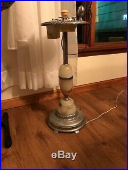 Vtg Art Deco Ash Tray Smoking Stand Akro Agate Armatage Glass Lamp Base