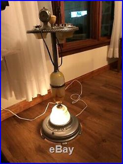 Vtg Art Deco Ash Tray Smoking Stand Akro Agate Armatage Glass Lamp Base