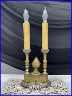 Vtg Art Deco Boudoir Table Lamp 2 Candle Hollywood Regency MCM 20s 30s 40s 50s