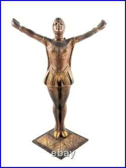 Vtg Art Deco Bronze Woman Dancer LAMP parts repair statue