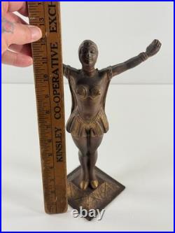 Vtg Art Deco Bronze Woman Dancer LAMP parts repair statue