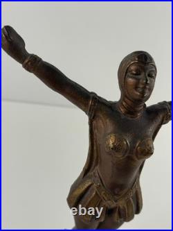 Vtg Art Deco Bronze Woman Dancer LAMP parts repair statue
